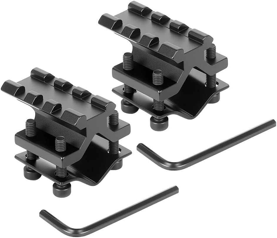 Barrel Clamp Picatinny Rail Mount – Fits 12-22mm Barrels, 2-Piece Aluminum for Flashlights, Lasers & Bipods