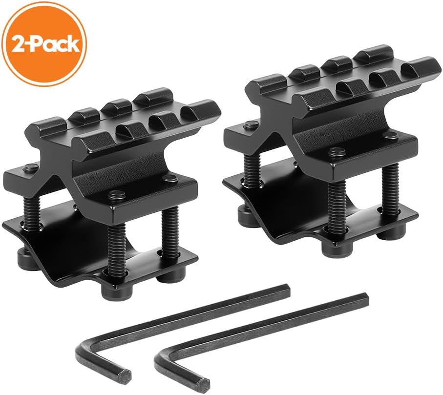 Barrel Clamp Picatinny Rail Mount – Fits 12-22mm Barrels, 2-Piece Aluminum for Flashlights, Lasers & Bipods