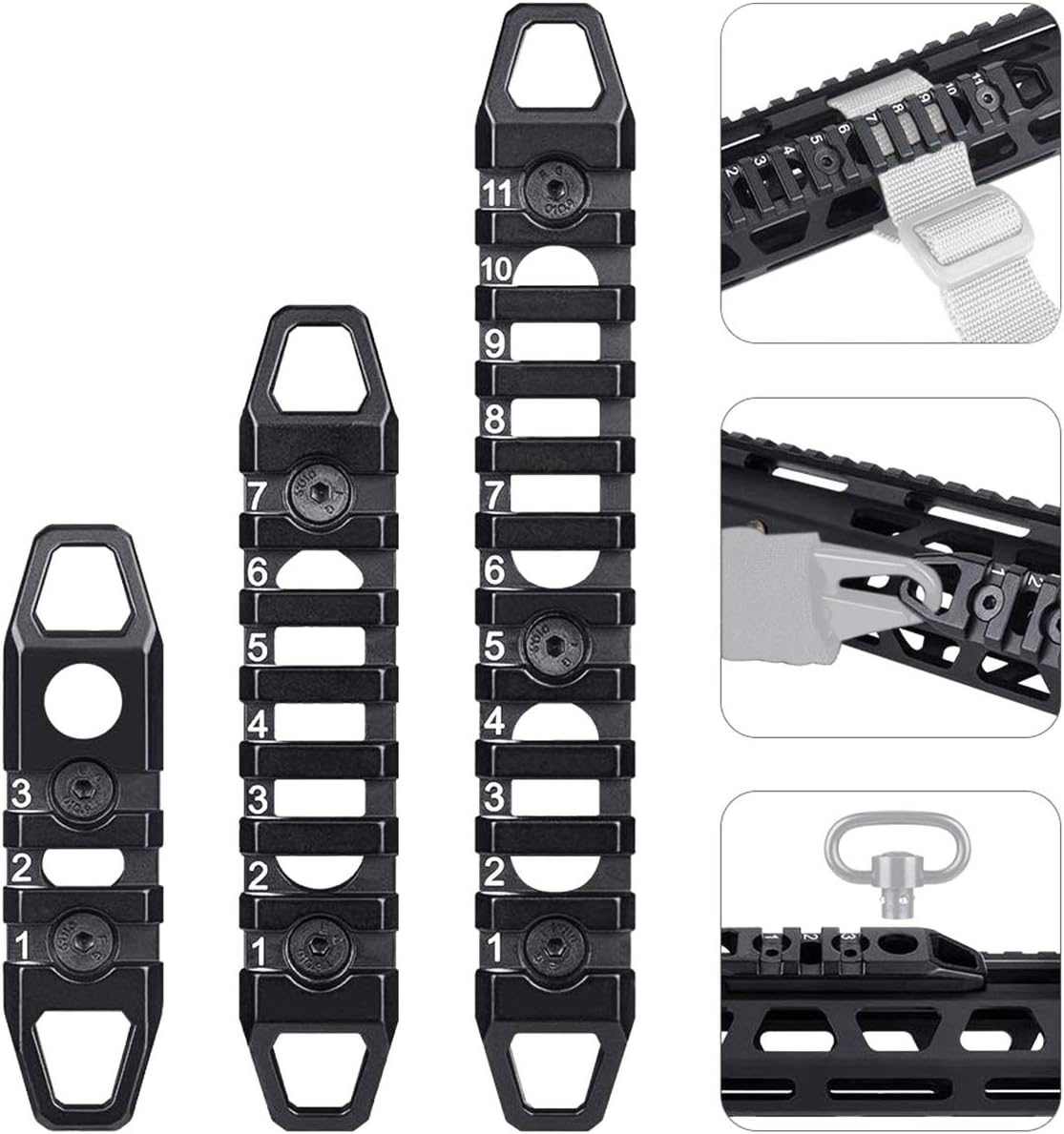 Picatinny Rail Sections for M-LOK & Keymod | 3/7/11-Slot Set | CNC Aluminum Alloy