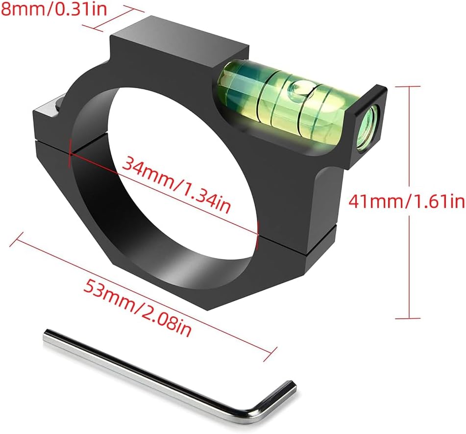 Rifle Scope Bubble Level, Anti-Cant Scope Level for 34mm Tube, Precision CNC Machined Spirit Level for Hunting, Shooting & Competition