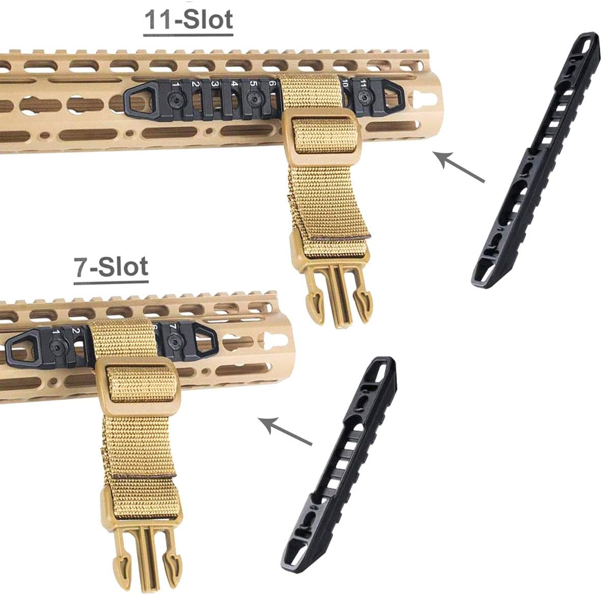 Picatinny Rail Sections for M-LOK & Keymod | 3/7/11-Slot Set | CNC Aluminum Alloy