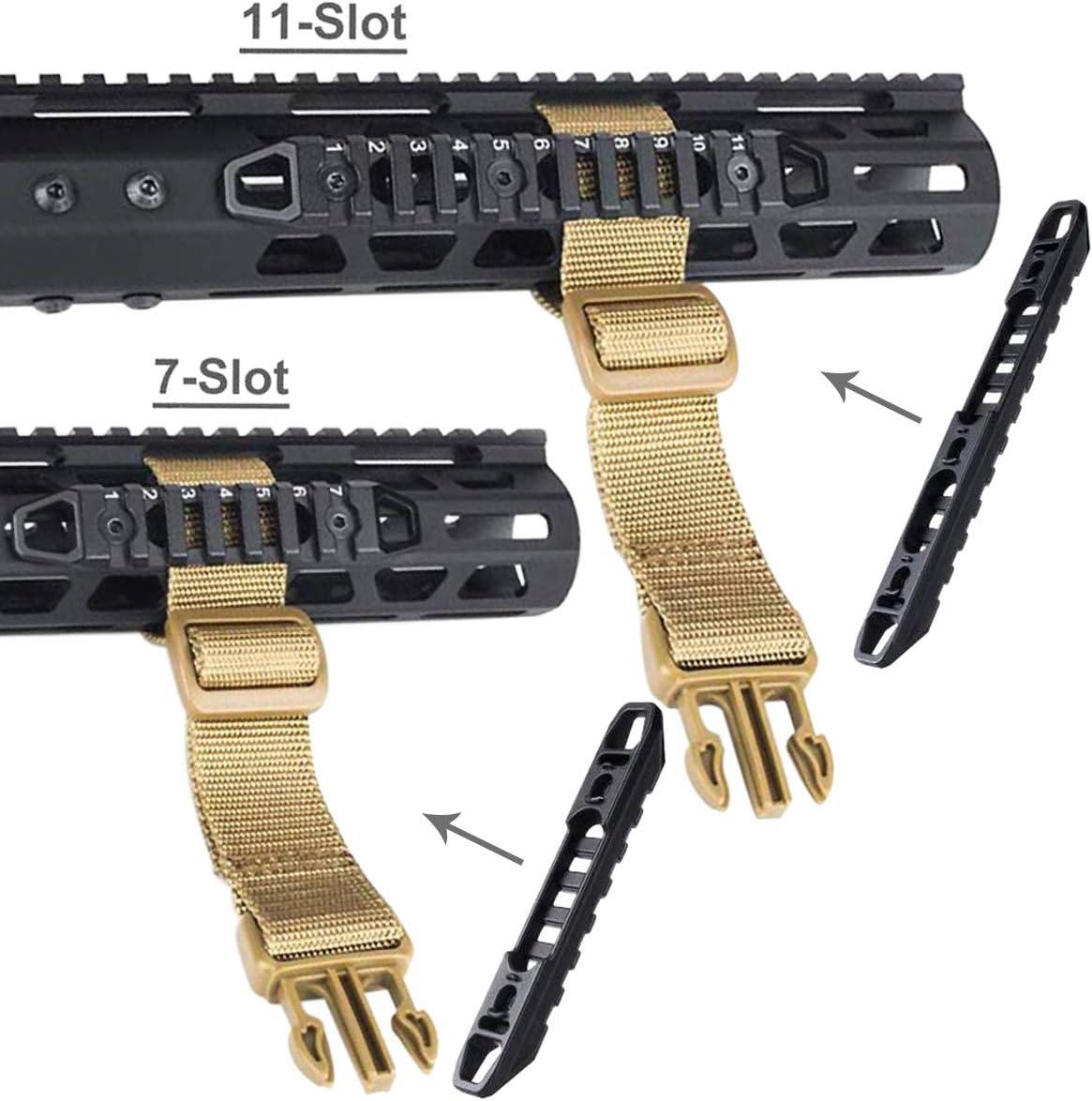 Picatinny Rail Sections for M-LOK & Keymod | 3/7/11-Slot Set | CNC Aluminum Alloy