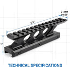1" High Profile 13 Slots Picatinny Rail Riser Mount for Red Dots and Optics