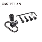 QD Push Button Sling Swivel — 1.25" Loop, 250 lb Rated, Black Phosphate Steel, Mount Base Kit Included