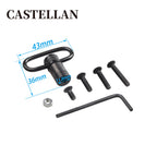 QD Push Button Sling Swivel — 1.25" Loop, 250 lb Rated, Black Phosphate Steel, Mount Base Kit Included