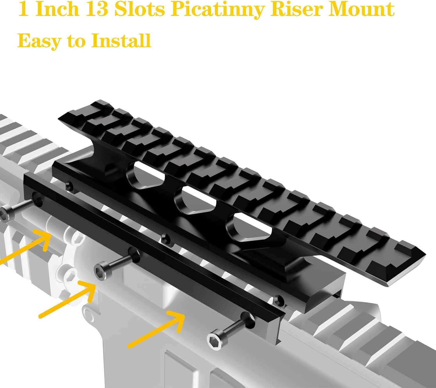 1" High Profile 13 Slots Picatinny Rail Riser Mount for Red Dots and Optics