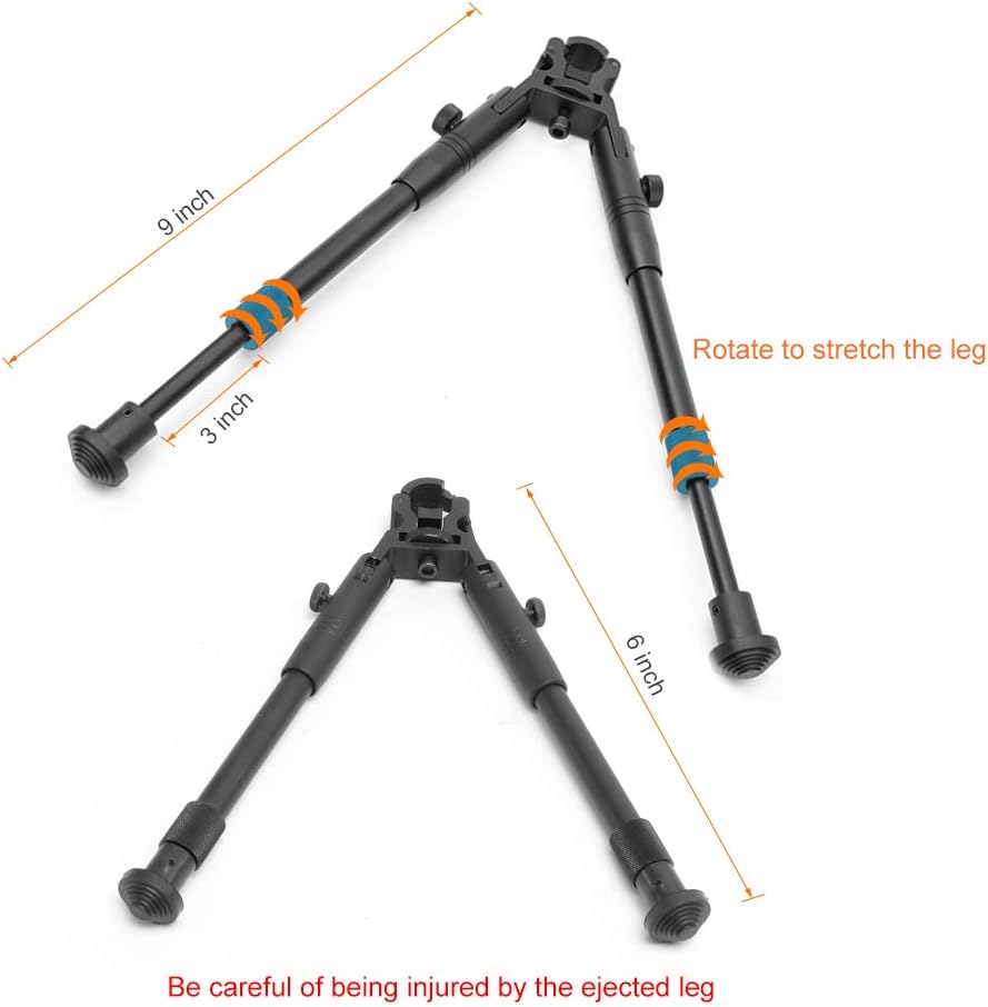 Clamp-on Bipod for Rifles/Gun Holders 6-9 inch Folding Hard Bipod Adjustable Height Rubber Feet Metal Universal Mount