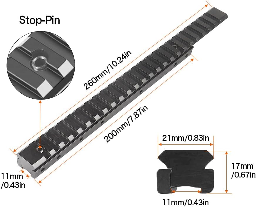 FRSF 3/8" 11mm to 7/8" 20mm Dovetail to Picatinny Rail Adapter, Low Profile 11mm to 20mm Picatinny Riser Mount