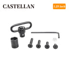 QD Push Button Sling Swivel — 1.25" Loop, 250 lb Rated, Black Phosphate Steel, Mount Base Kit Included