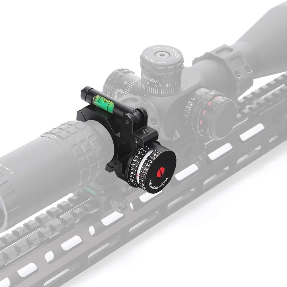 FRSF Angle Degree Indicator with Bubble Level Precision Angle Cosine Fit 25.4mm/1" and 30mm/1.18" Scope Level Optic Bubble Level (Black-Right)