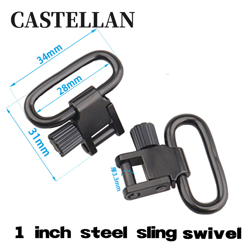 QD Sling Swivel Mount — 1.25" Two-Point Sling Clips, Carbon Steel, Silent, Knurled Knob, 2-Pack, Black