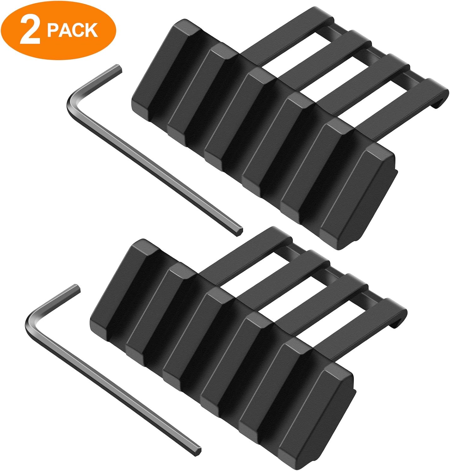 45° Offset Picatinny Rail Mount | 5-Slot | 21mm | 6061 Aluminum | 2-Pack