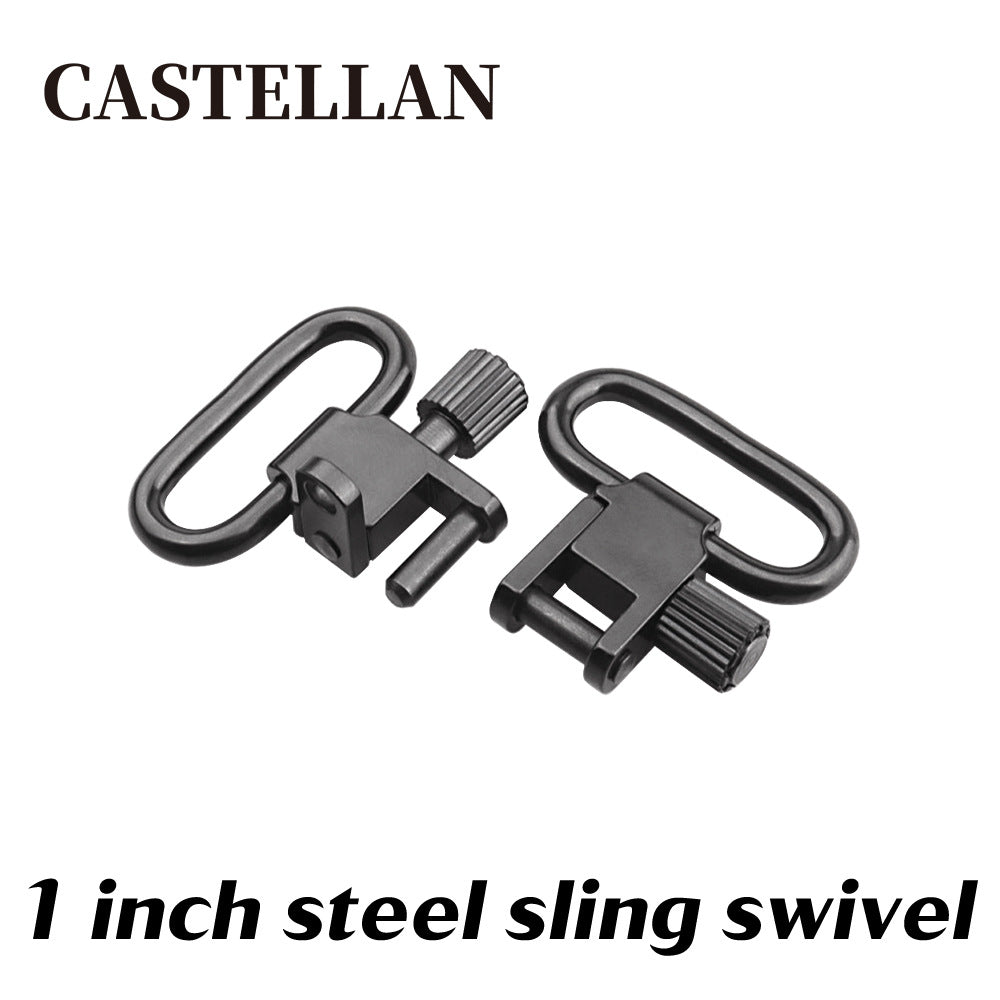 QD Sling Swivel Mount — 1.25" Two-Point Sling Clips, Carbon Steel, Silent, Knurled Knob, 2-Pack, Black