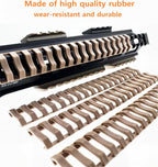 8-Pack Picatinny Rail Covers 18-Slot | Black & Tan, Anti-Slip Polymer, Fits Standard Picatinny/Weaver Rails