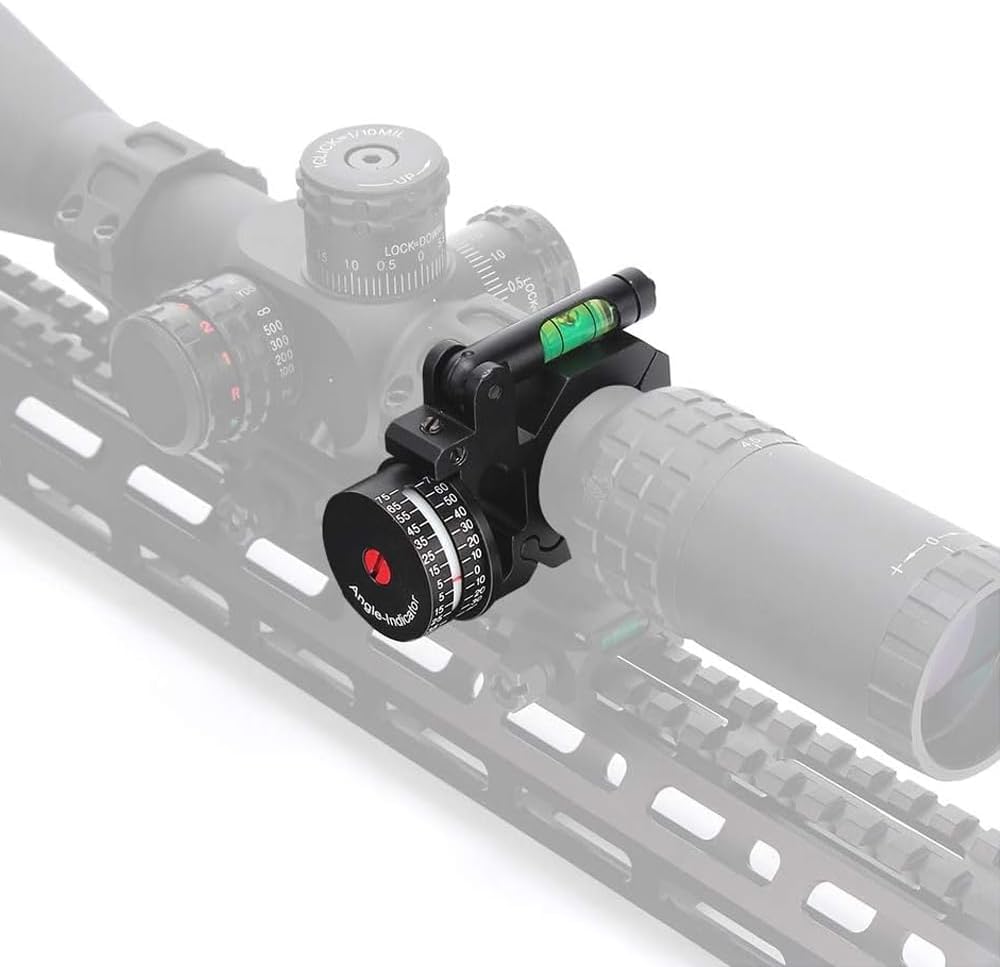 FRSF Angle Degree Indicator with Bubble Level Precision Angle Cosine Fit 25.4mm/1" and 30mm/1.18" Scope Level Optic Bubble Level (Black-Left)