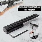Dovetail to Picatinny Rail Adapter Riser | 11-Slot, Aircraft Aluminum, Fits Rifles Air Pistols Crossbows