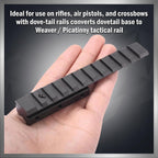 Dovetail to Picatinny Rail Adapter Riser | 11-Slot, Aircraft Aluminum, Fits Rifles Air Pistols Crossbows