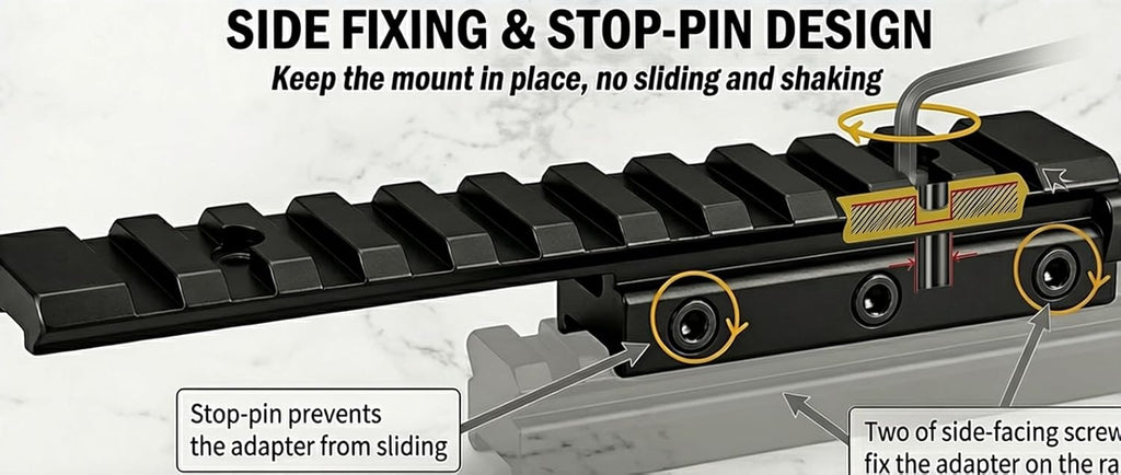 Dovetail to Picatinny Rail Adapter Riser | 11-Slot, Aircraft Aluminum, Fits Rifles Air Pistols Crossbows