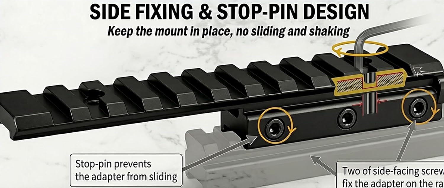 Dovetail to Picatinny Rail Adapter Riser | 11-Slot, Aircraft Aluminum, Fits Rifles Air Pistols Crossbows