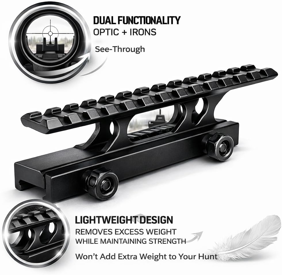 Picatinny Rail Riser Mount | 13-Slot High Profile, 140mm, 20mm Aluminum, Fits Scopes & Red Dots