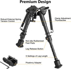 6-9 Inches Picatinny Bipod Adjustable Spring Return with Picatinny Adapter