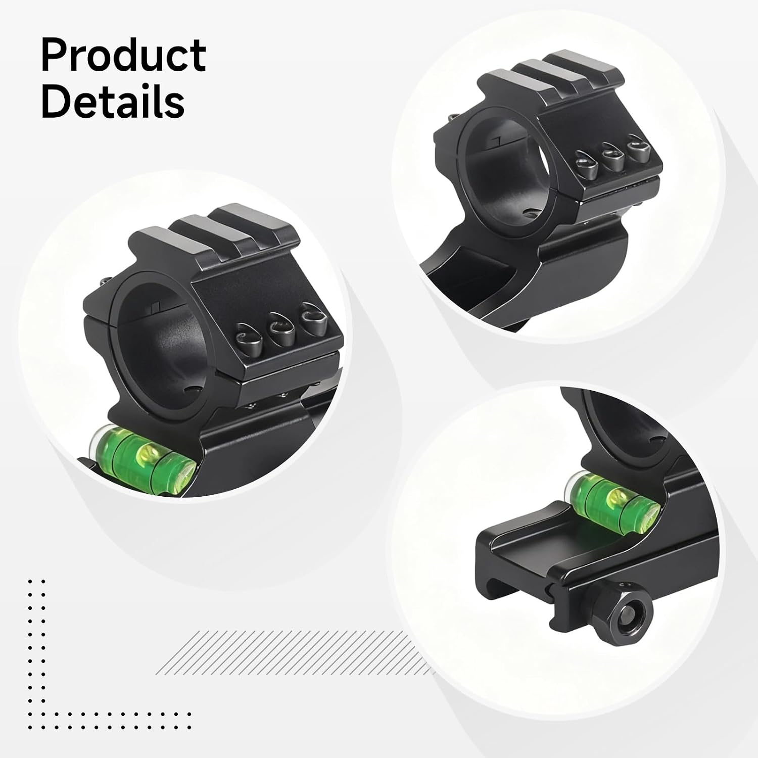 Scope Rings with Bubble Level | 1"/1.2" Tube Clamp Mount | 21mm Top Rail