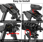 6-9 Inches Picatinny Bipod Adjustable Spring Return with Picatinny Adapter