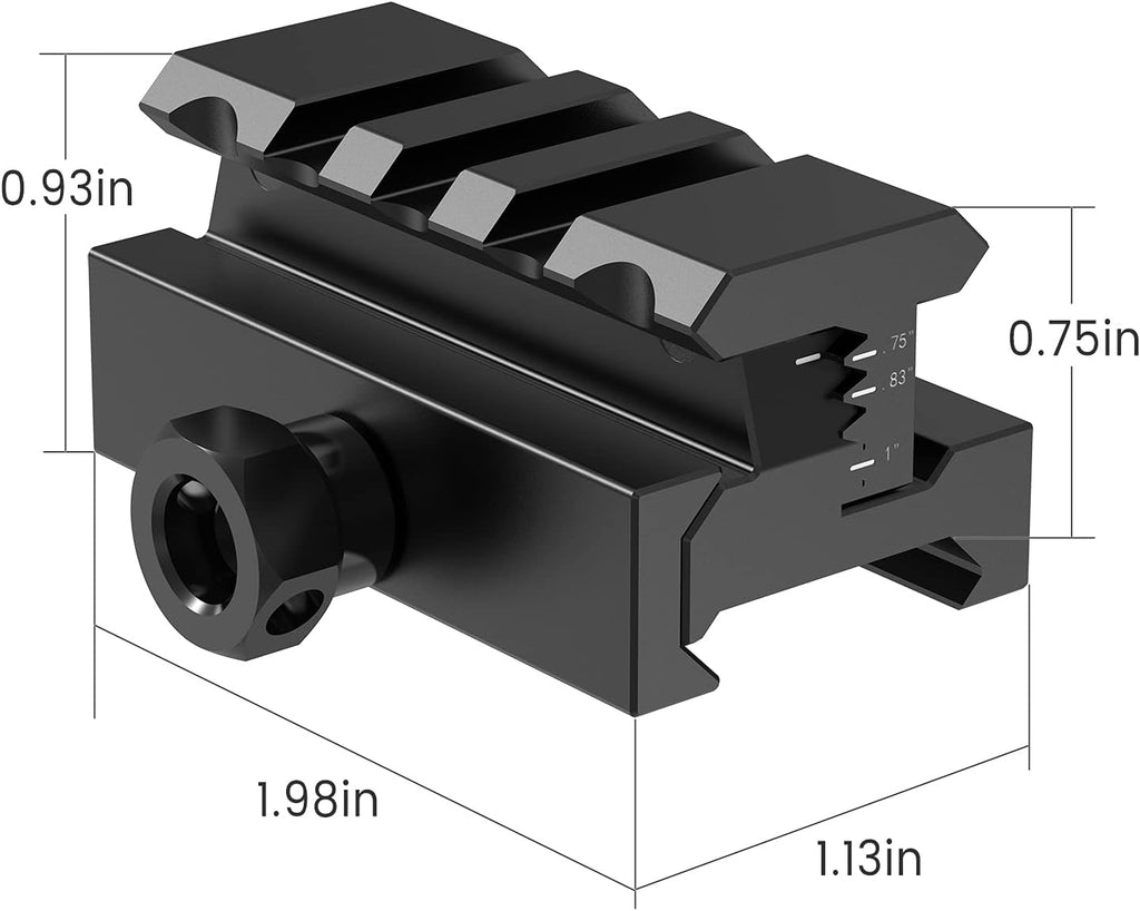 Rail Riser Mount, 0.75"/0.83"/0.95"/1" High,3 Slots Riser Mount for Red Dot Sight