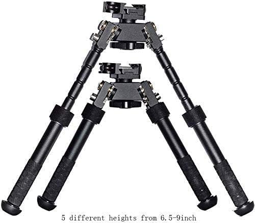 6.5-9 inch Hunting Tactical Bipod, Foldable and Adjustable Bipod, CNC QD Lever Mounting, 360-Degree Rotating Adapter with Bipod Nails and Keymod Picatinny Rail Mounting