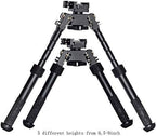6.5-9 inch Hunting Tactical Bipod, Foldable and Adjustable Bipod, CNC QD Lever Mounting, 360-Degree Rotating Adapter with Bipod Nails and Keymod Picatinny Rail Mounting