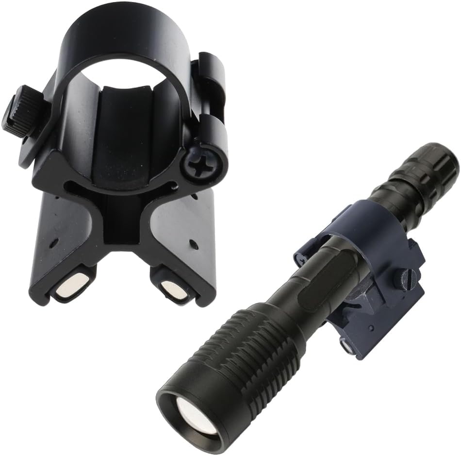 Magnetic Flashlight Mount Holder – Quick-Detach Aluminum Bracket (23–26mm)