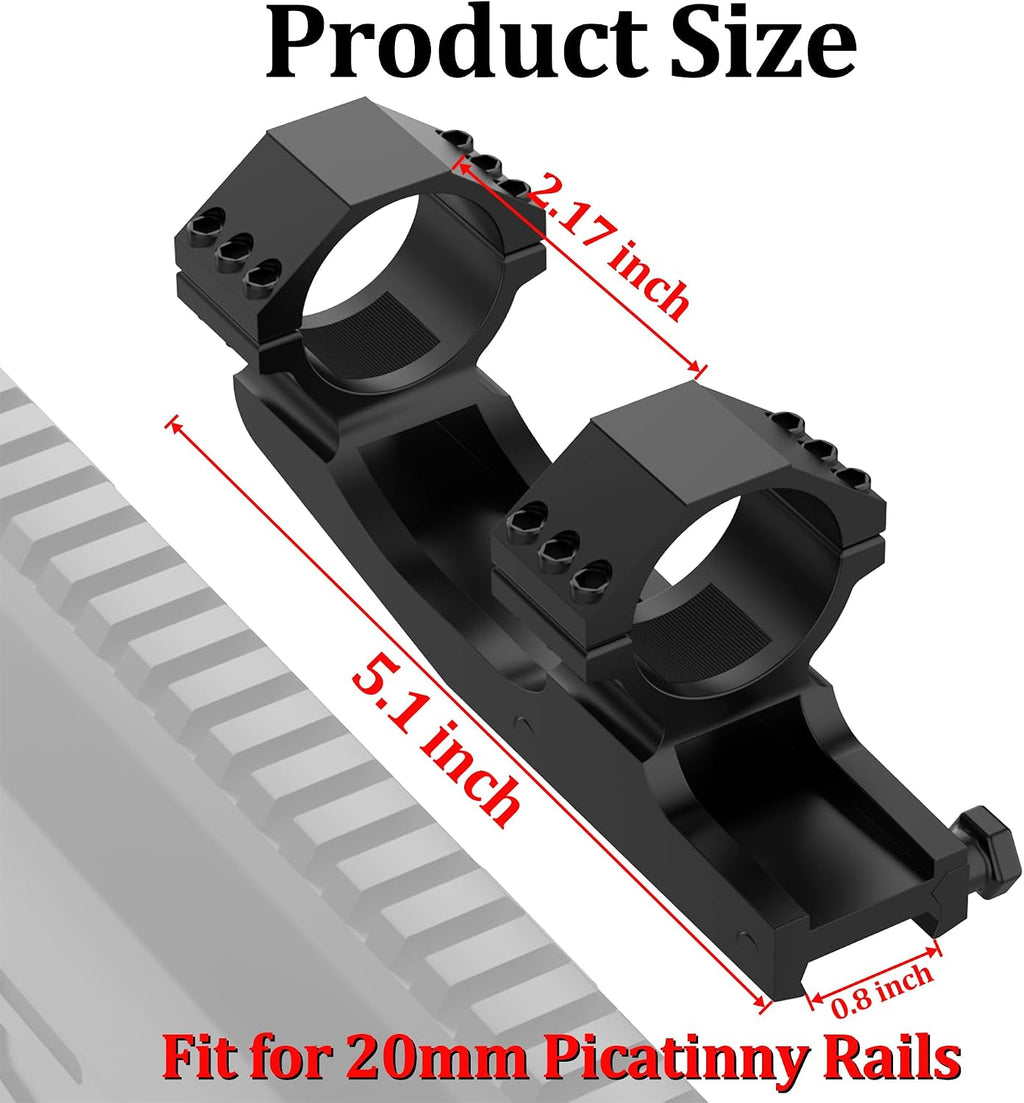 2-Inch Offset Cantilever Scope Mount – Picatinny Rail, 1" Tube, 45° Side Rail, Aluminum