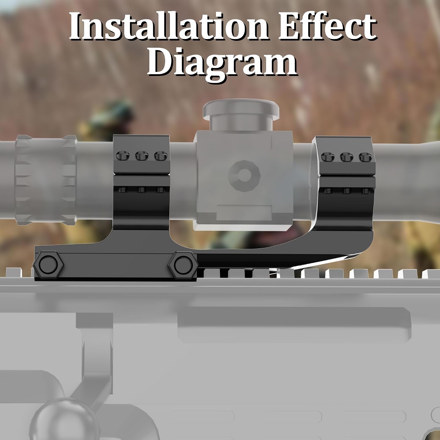 2-Inch Offset Cantilever Scope Mount – Picatinny Rail, 1" Tube, 45° Side Rail, Aluminum
