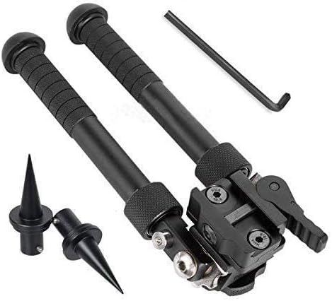 6.5-9 inch Hunting Tactical Bipod, Foldable and Adjustable Bipod, CNC QD Lever Mounting, 360-Degree Rotating Adapter with Bipod Nails and Keymod Picatinny Rail Mounting