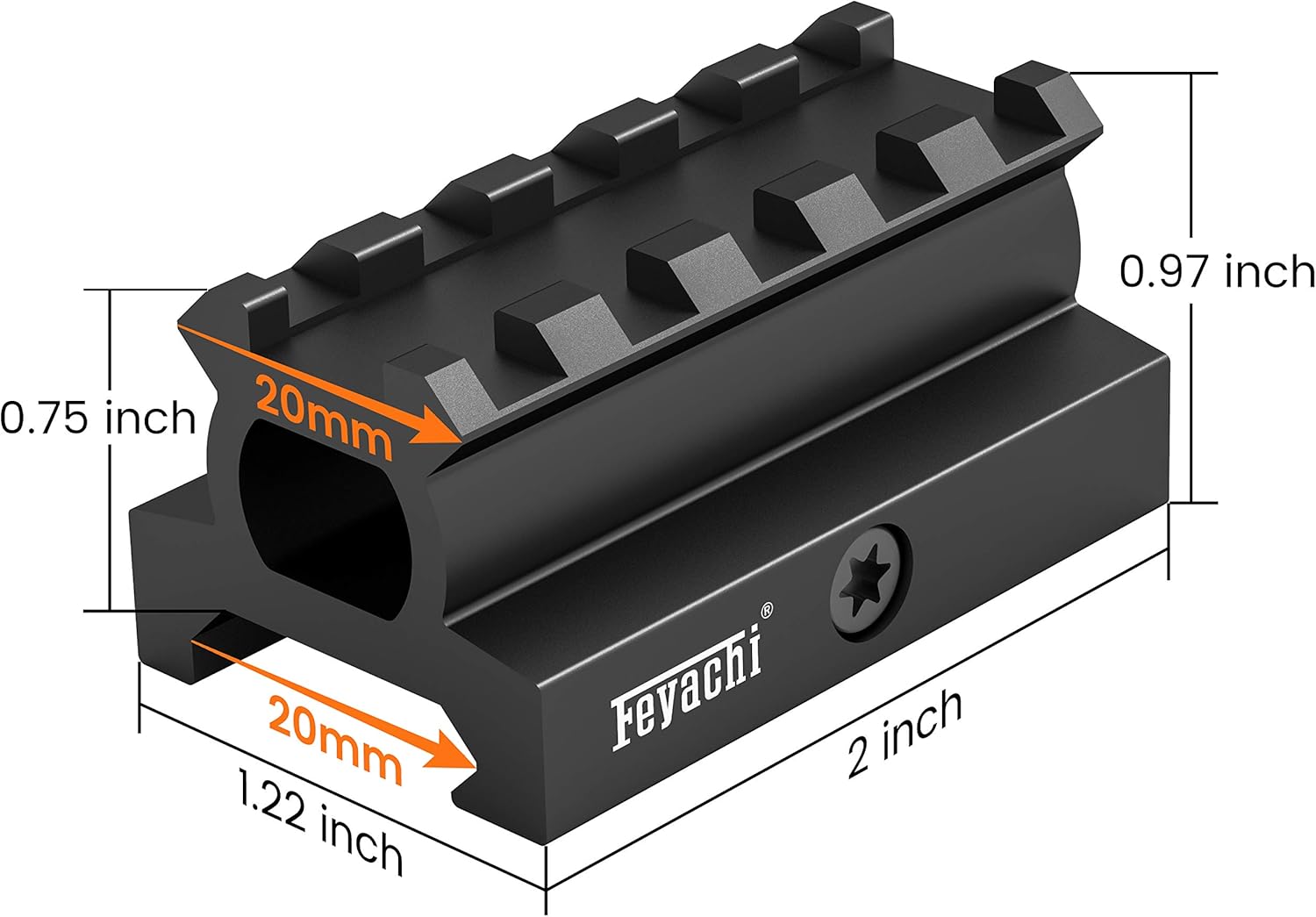 Rail Riser Mount, 0.75"/0.83"/0.95"/1" High,5 Slots Riser Mount for Red Dot Sight