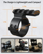 34mm Scope Ring Adapter – 4-Slot Picatinny Rail, Barrel Clamp Mount for Flashlight & Laser