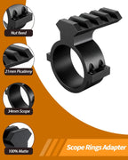 34mm Scope Ring Adapter – 4-Slot Picatinny Rail, Barrel Clamp Mount for Flashlight & Laser