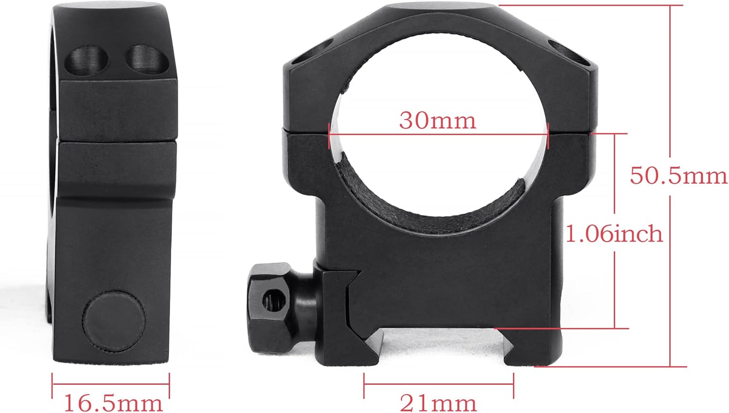 30mm Scope Rings for Picatinny Rail – Medium Profile 50mm, 4-Screw CNC Machined, Anodized Black
