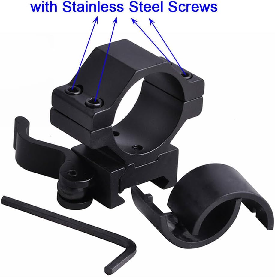 Quick-Release Flashlight Mount – 25.4/30mm, 6061 Aluminum, Stainless Screws, Picatinny Rail