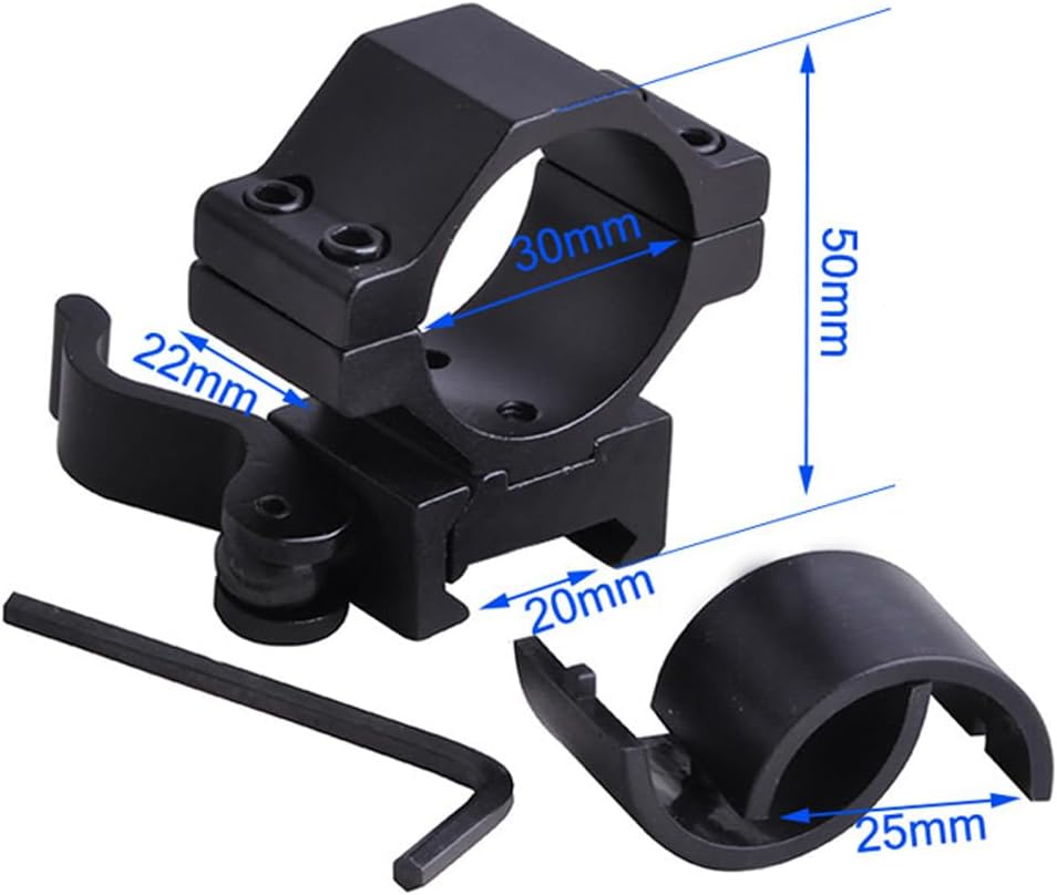 Quick-Release Flashlight Mount – 25.4/30mm, 6061 Aluminum, Stainless Screws, Picatinny Rail