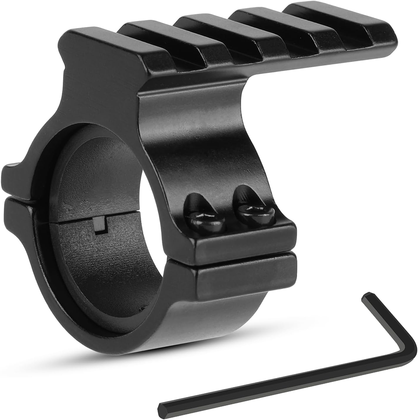 Scope Ring Adapter 1"/30mm – 4-Slot Picatinny Top Rail, Barrel Clamp for Flashlight & Laser