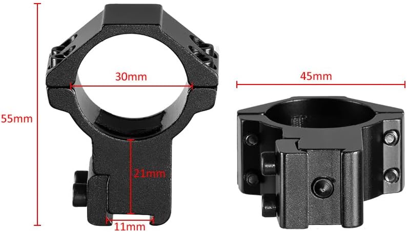 Scope Rings 1"/30mm – High Profile, 11mm Dovetail / 20mm Picatinny, 6061 Aluminum (Pair)