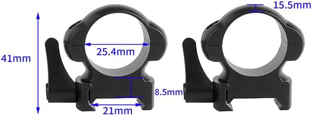 Steel Scope Rings 1" (25.4mm) – Quick-Release Lever Lock, High/Medium/Low Profile, Picatinny Rail