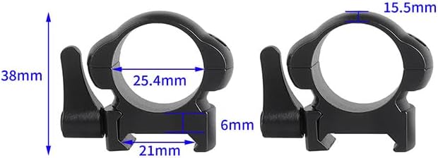 Steel Scope Rings 1" (25.4mm) – Quick-Release Lever Lock, Heavy-Duty 179g, Picatinny Rail