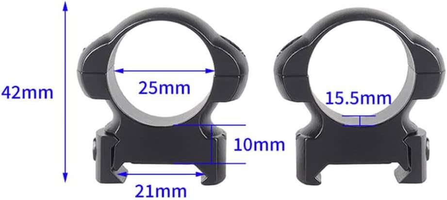 25.4mm Steel Scope Ring Mounts – Fit 21mm Picatinny/Weaver Rail (High Profile)