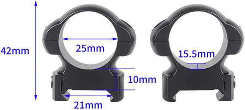 25.4mm Steel Scope Ring Mounts – Fit 21mm Picatinny/Weaver Rail (High Profile)