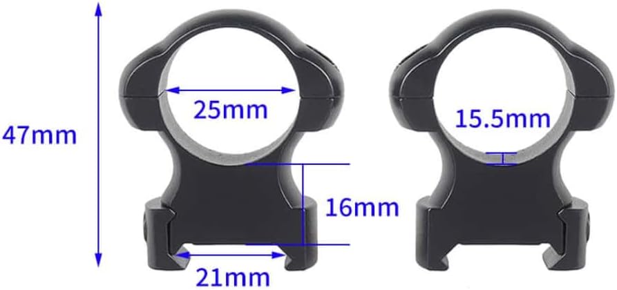 25.4mm Steel Scope Ring Mounts – Fit 21mm Picatinny/Weaver Rail (Extra High Profile)