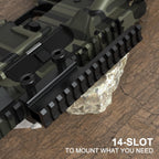 Riser Mount, Tactical High Profile Picatinny Weaver Rail Flat Top Mount Adaptor and Riser for Scopes and Optics, 1" H x 5.7" L, 14 Slots