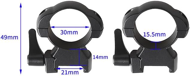 30mm QD Steel Scope Ring Mounts – Quick Detach Picatinny Rail, 49mm High