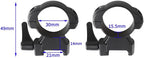 30mm QD Steel Scope Ring Mounts – Quick Detach Picatinny Rail, 49mm High